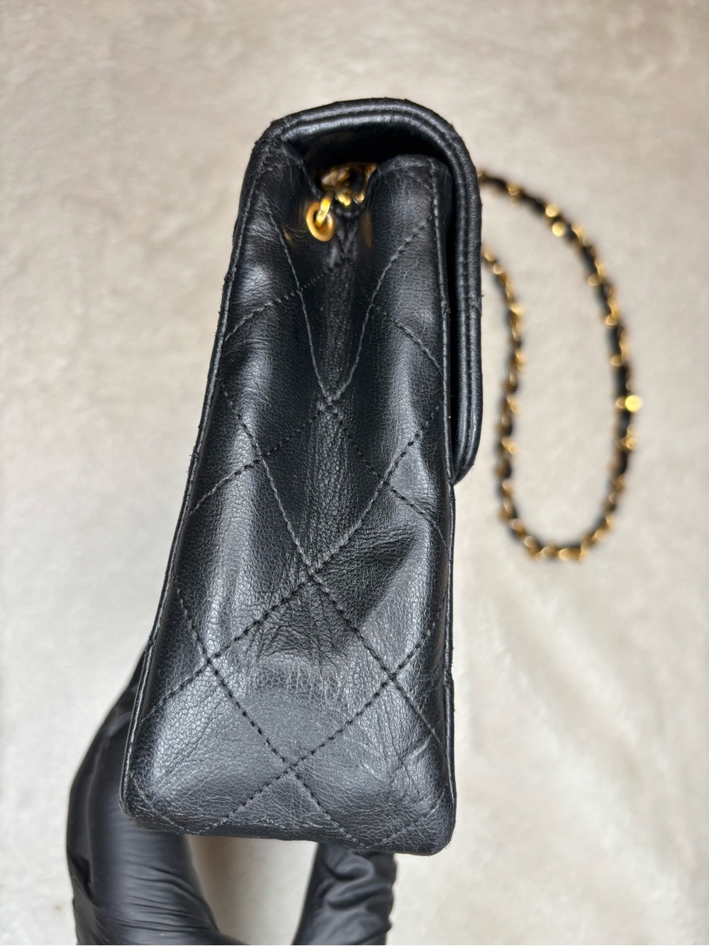 CHANEL Vintage Mini Matelasse Black Quilted Leather Shoulder Bag with Gold Chain - Picture 4 of 16